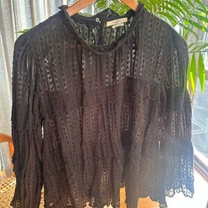 Isabel Marant Black Eyelet Embellished Blouse with sleeve details